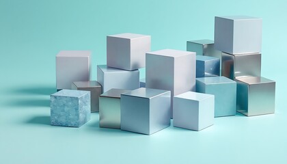 Obraz premium Serene Pastel Cubes: A Minimalist 3D Composition