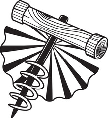 Fototapeta premium Auger Rustic Tool for Gardening, Silhouette vector art illustration