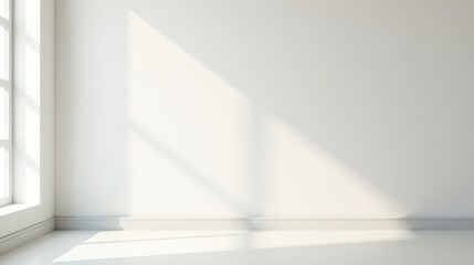 Obraz premium Sunlight Illuminates an Empty Room with White Walls and a Window