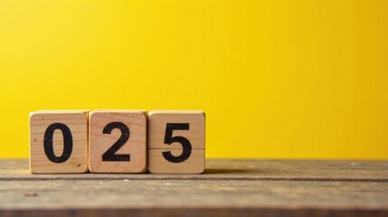Wooden Blocks Displaying the Number Twenty-Five Against a Yellow Background