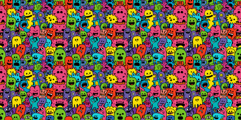 Cartoon hand-drawn doodles on the subject of summer holidays theme seamless pattern