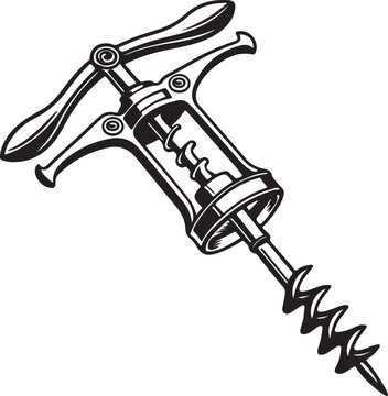 black and white corkscrew opener clip art preview