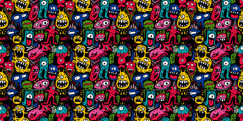 Cartoon hand-drawn doodles on the subject of summer holidays theme seamless pattern