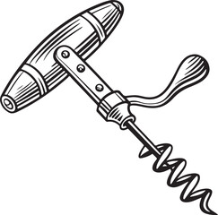 Auger Rustic Tool for Gardening, Silhouette vector art illustration