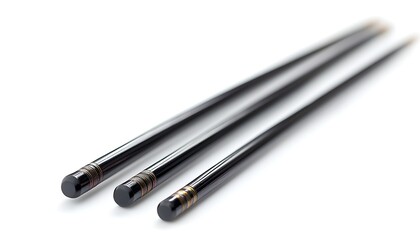 Pool cues on white background