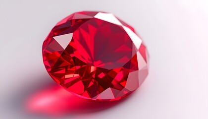 Brilliant Red Ruby Gemstone Closeup on White