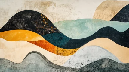 Fotobehang Abstract waves of color in a textured design, evoking a serene landscape. © gentho