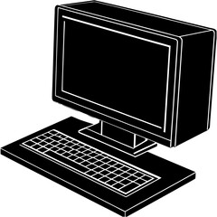 Fototapeta premium Black desktop computer isolated on white background vector art illustration