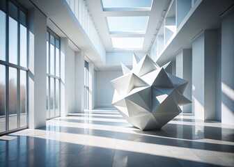 Obraz premium Modern Abstract White Sculpture: Sleek 3D Render in Minimalist Architecture