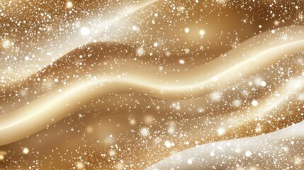 Luxurious Golden Background with Sparkling Glitter and Elegant Waves, Perfect for Holiday Season and Festive Designs.