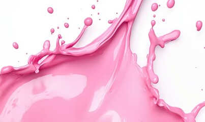 Pink liquid splash, white background, dynamic movement, food or paint