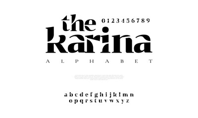Karina typography beauty fashion elegant minimalist serif italic fonts decorative wedding vintage retro logos. Minimal luxury font alphabet logo. Vector illustration