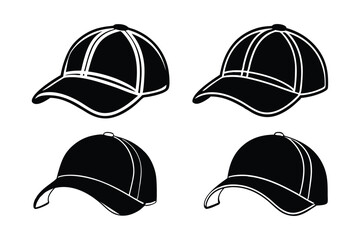 Set of baseball caps silhouette art vector style illustration.eps
