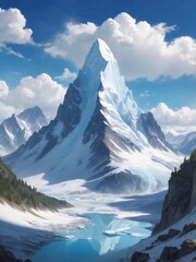 Majestic Ice-Covered Mountain Peak