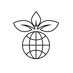 sustainable icon. earth and plant vector. reuse, recycle, renewal for carbon reduction, net zero, green energy, eco-friendly concept. Line design style