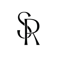 SR monogram logo design letter text name symbol monochrome logotype alphabet character simple logo