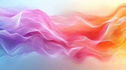 Obraz premium Colorful flowing abstract fabric waves blending shades of purple, pink, orange, and blue