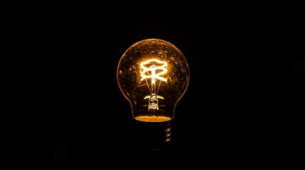Vintage Edison light bulb glowing brightly in a dark background