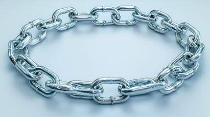 Fototapeta premium Metal chain circle, studio shot, light background, unity concept