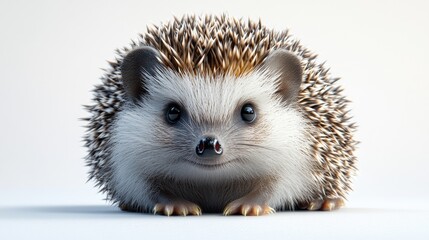 Obraz premium Adorable hedgehog with soft fur and bright eyes, sitting on a plain background, evoking cuteness