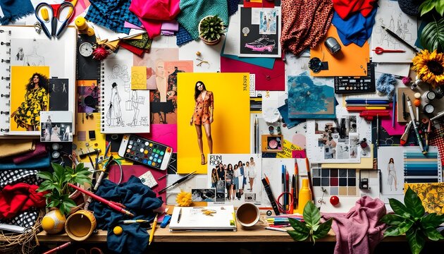 A Fashion Designer's Vibrant Mood Board: A Colorful Explosion of Creativity