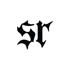 SR monogram logo design letter text name symbol monochrome logotype alphabet character simple logo