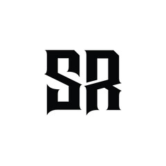 SR monogram logo design letter text name symbol monochrome logotype alphabet character simple logo