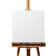 wooden easel with blank canvas