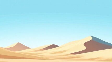 Minimalist Sand Dunes Landscape Under Pale Blue Sky