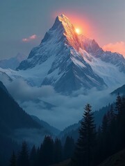 Majestic Mountain at Sunset
