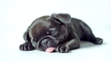 Beautiful cute little pug on white background
