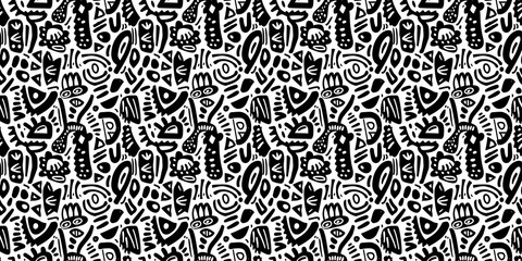 Cartoon hand-drawn doodles on the subject of summer holidays theme seamless pattern