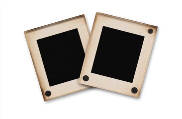 Two antique film frames, blank, on white background