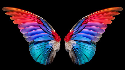 Obraz premium カラフルな天使の翼。黒背景。（colorful angel wings on black background.） 