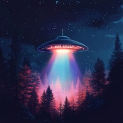 UFO over forest at night (1)