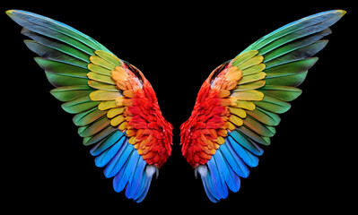 Obraz premium カラフルな天使の翼。黒背景。（colorful angel wings on black background.） 