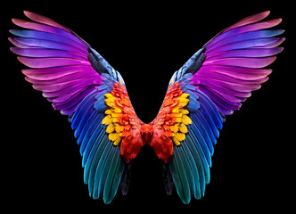 Obraz premium カラフルな天使の翼。黒背景。（colorful angel wings on black background.） 