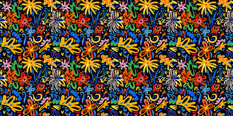Cartoon hand-drawn doodles on the subject of summer holidays theme seamless pattern