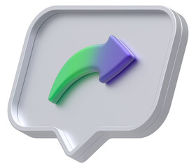 3d shape chat social media notification silver colorful hashtag arrow icon rectangle icon isolated transparent background 3D rendering