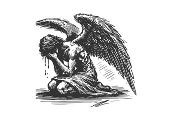 Fallen Angel Lucifer hand drawn sketch vector © Shutoda