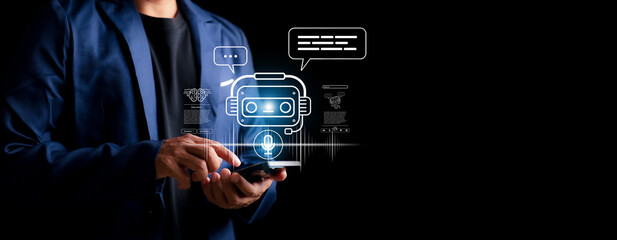 AI Chatbot intelligent digital customer service application concept, Artificial intelligence...
