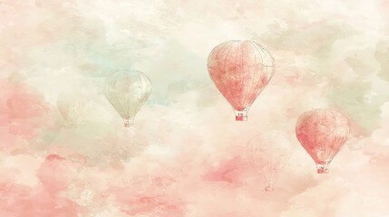 Obraz premium Watercolor Hot Air Balloons