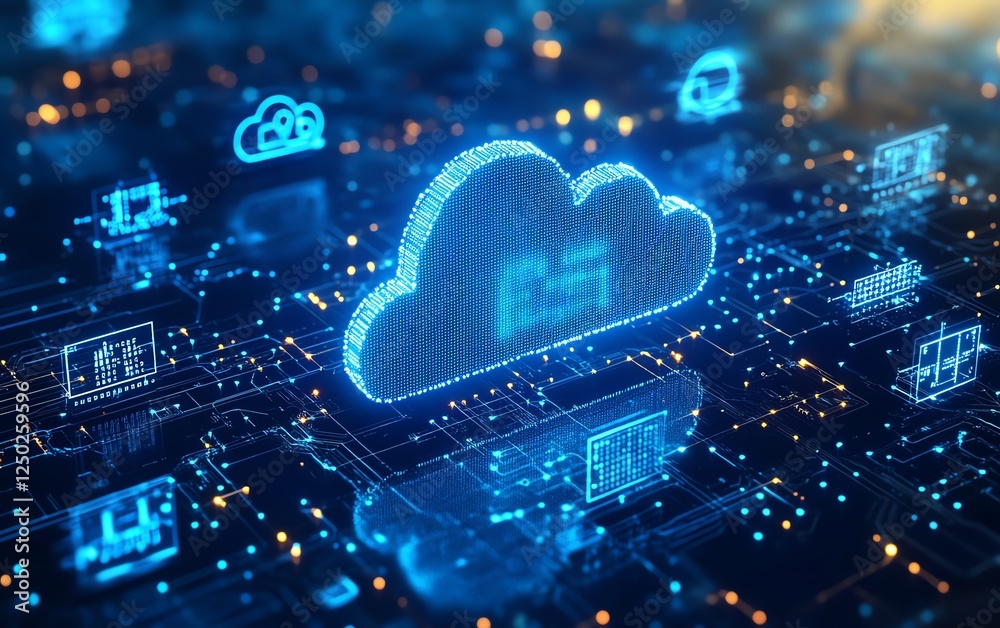 Aufkleber Cloud computing and blockchain network