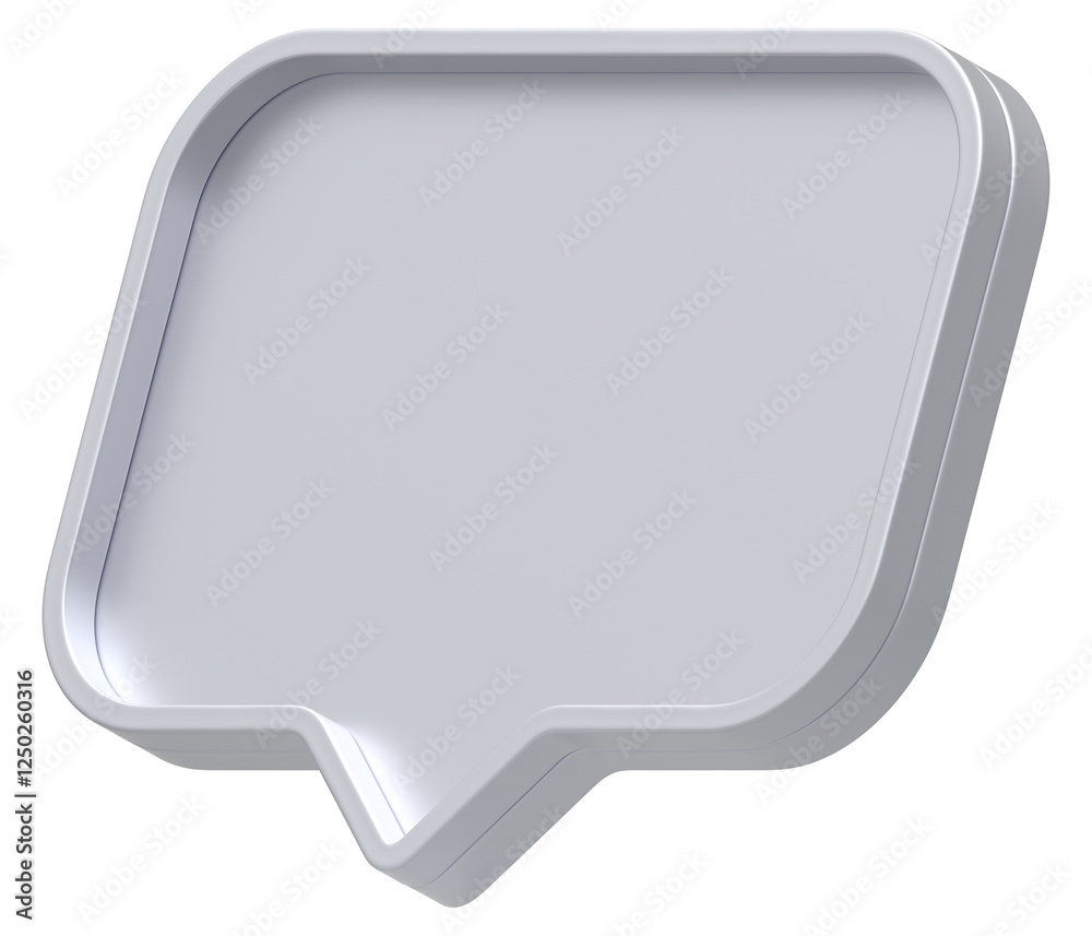 Poster 3d shape chat social media notification silver empty rectangle icon isolated transparent background 