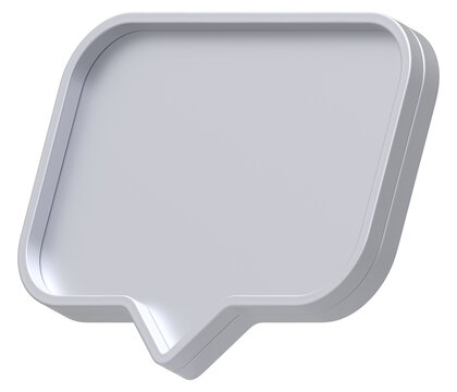 3d shape chat social media notification silver empty rectangle icon isolated transparent background 3D rendering