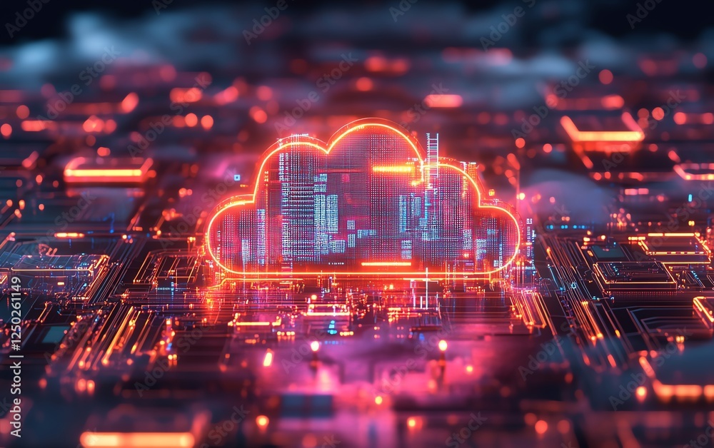 Aufkleber Futuristic network of cloud computing and blockchain