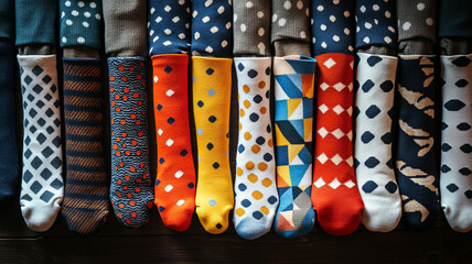 Colorful socks flat lay