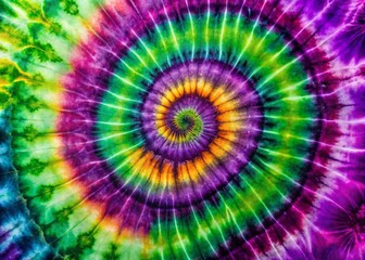 Fototapeta premium Psychedelic Purple Green Spiral Tie Dye Texture: Boho Hippie Festival Background