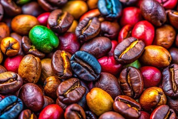 Fototapeta premium Raw Organic Coffee Beans - Close-Up Macro Photography