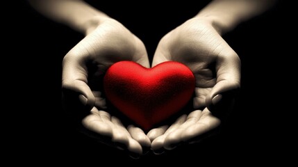 Fototapeta premium Hands Holding Red Heart Symbolizing Care and Compassion in Healthcare